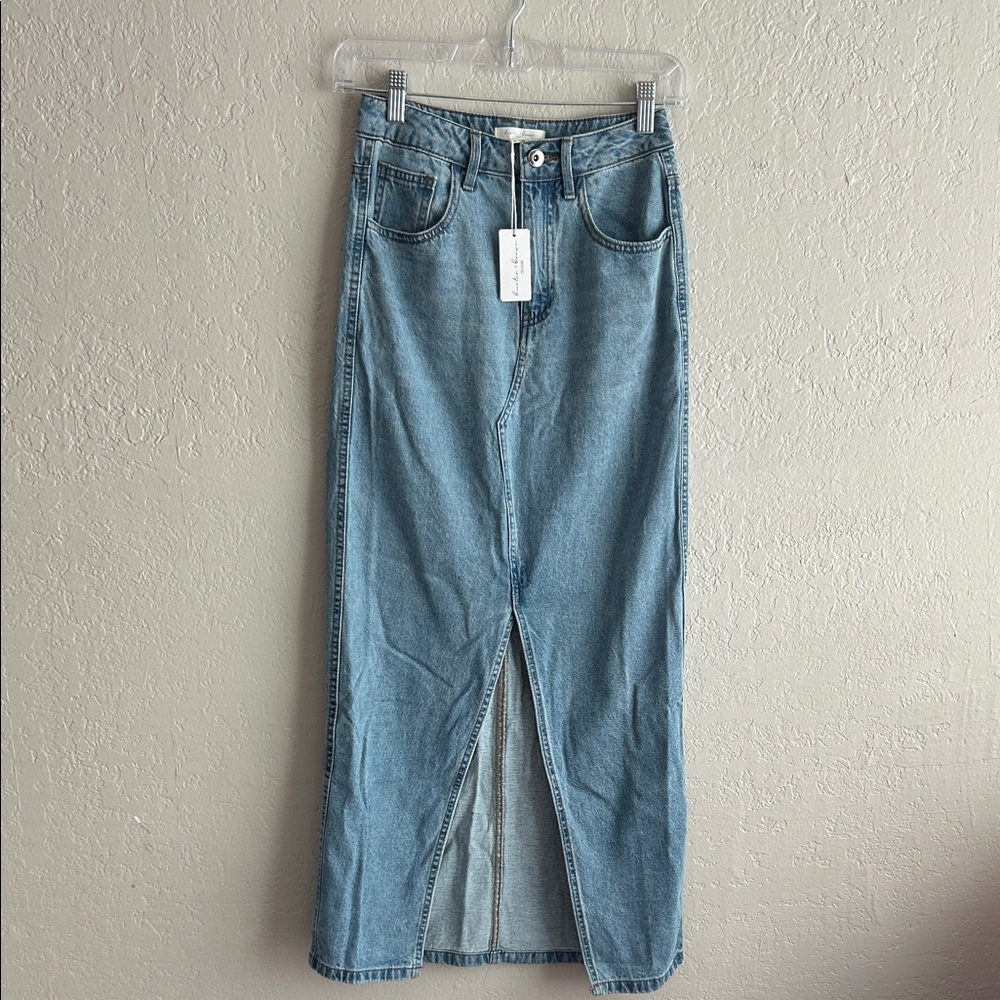Pink Lily Blue Denim Maxi Skirt